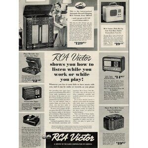 1939 RCA Victor Radio,Record Players Vintage Print Ad (L10)